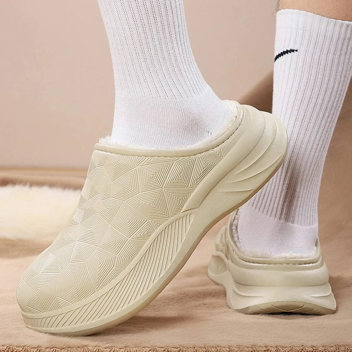 Faux Fur Waterproof Non Slip Orthopedic Slippers for Men – view 11