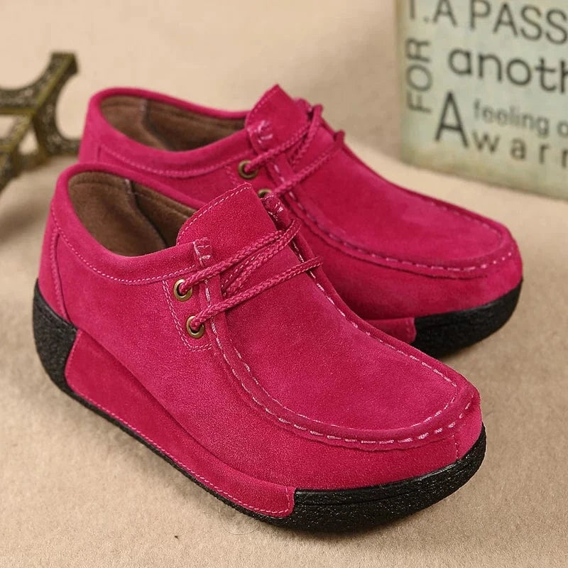 Red Suede Lace-Up Arch Support Shoes for Women – view 4
