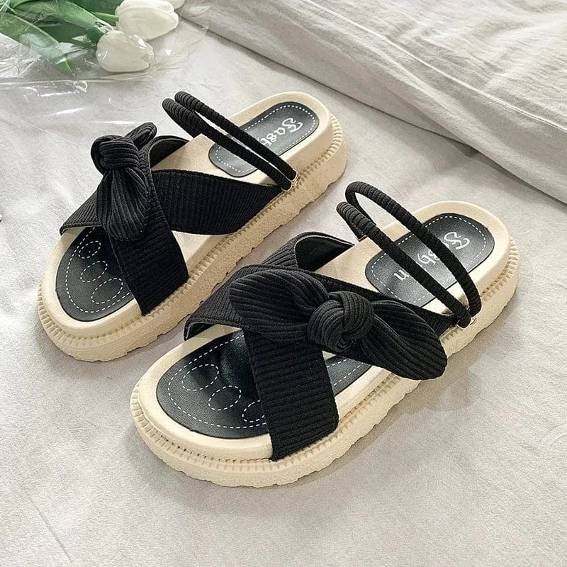 Stretch Fabric Orthopedic Bow Slides for Women – view 3
