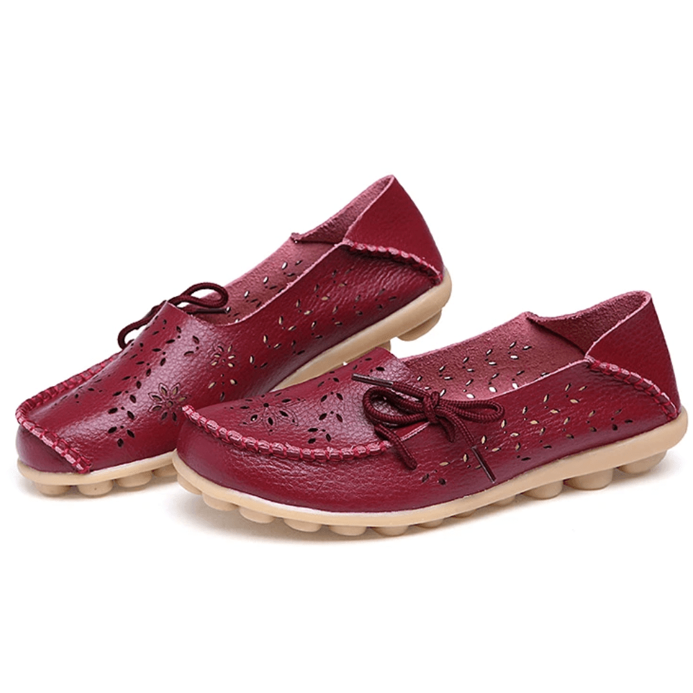 Wine Red Flexible Orthopedic Loafers for Women – view 3