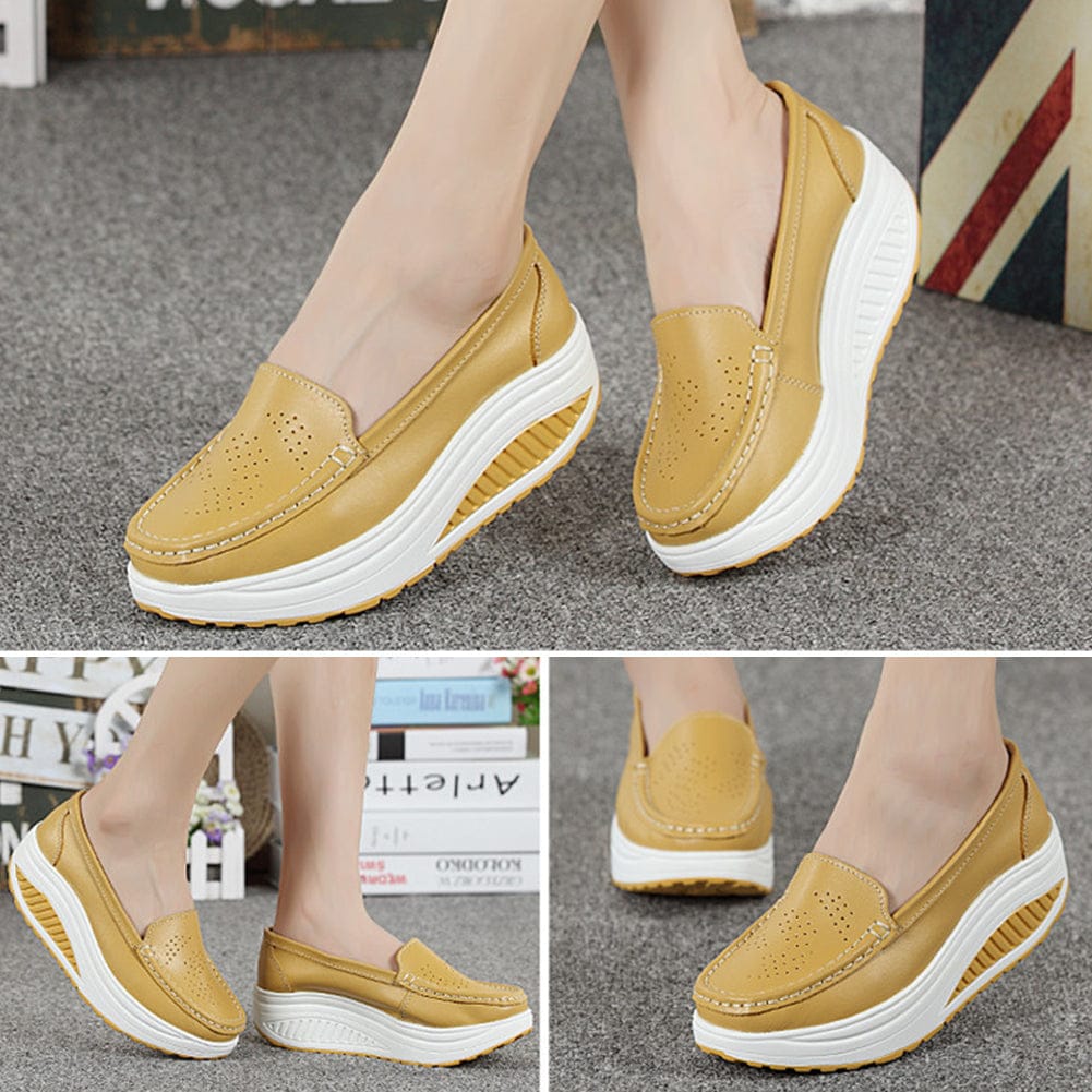 Perforated Leather Wedge Orthopedic Loafers for Women – view 5