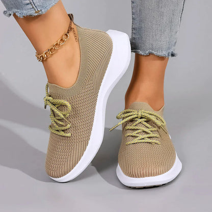 Khaki Breathable Athletic Orthopedic Sneakers for Women – view 4