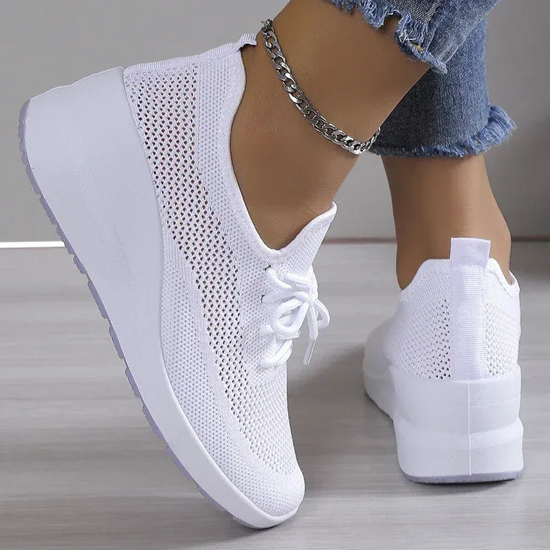 White Mesh Adjustable Orthopedic Sneakers for Women – view 3