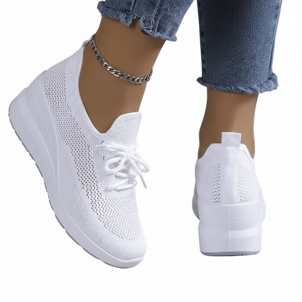 White Mesh Adjustable Orthopedic Sneakers for Women