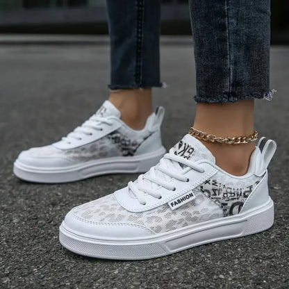 Patterned White Orthopedic Sneakers for Women – view 5