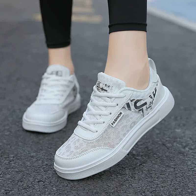 Patterned White Orthopedic Sneakers for Women – view 4