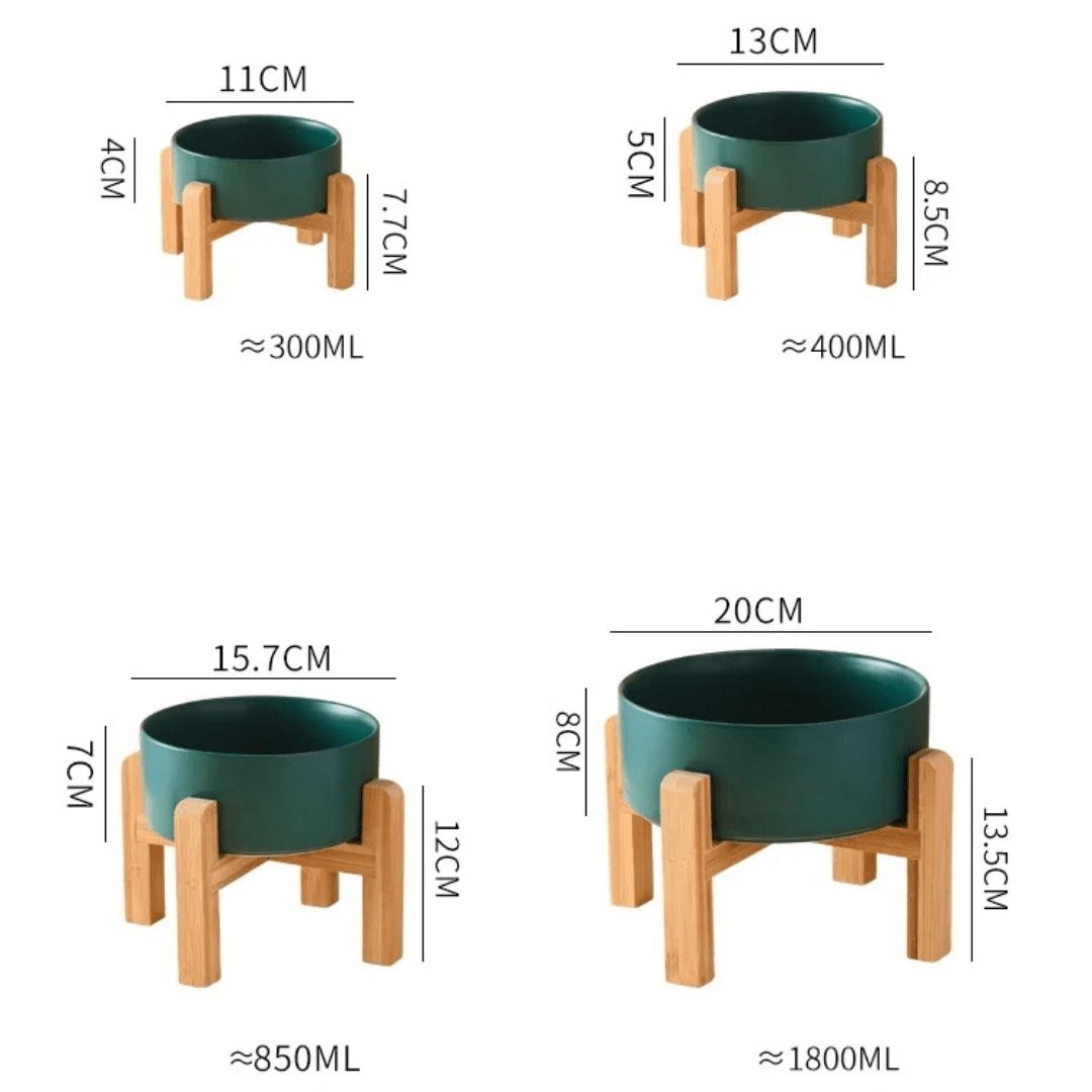 Ergonomic Tilted Dog Bowl with Bamboo Stand – view 3