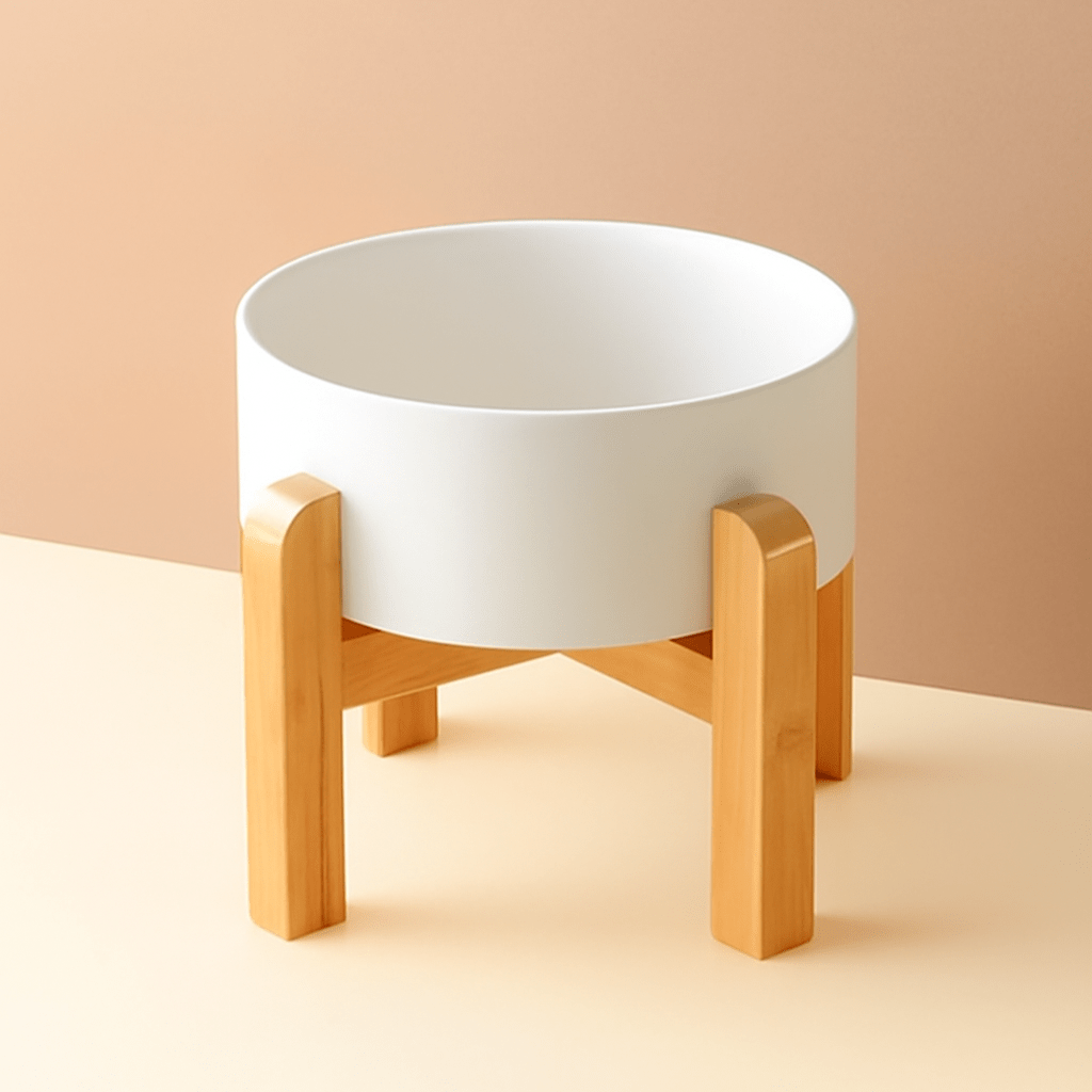 Ergonomic Tilted Dog Bowl with Bamboo Stand – view 4