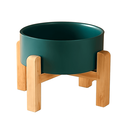Ergonomic Tilted Dog Bowl with Bamboo Stand