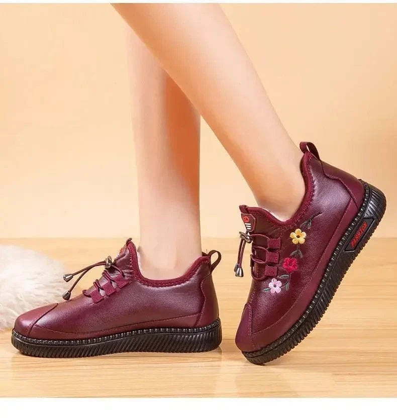 Embroidered Faux Leather Orthopedic Ankle Boots for Women – view 9