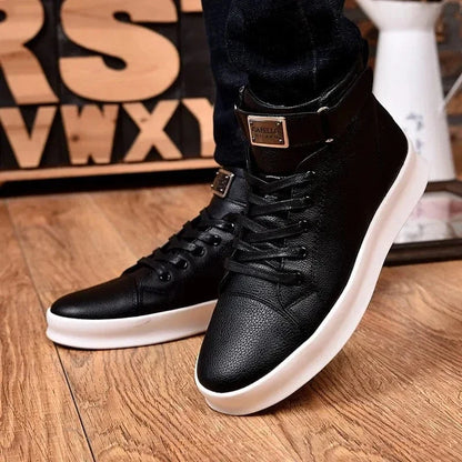 Biker-Style Faux Leather Orthopedic Boots for Men – view 3
