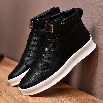 Biker-Style Faux Leather Orthopedic Boots for Men – view 2