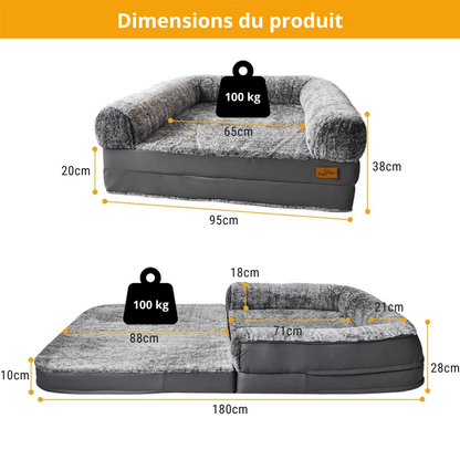 Giant Fold-Out Sofa Orthopedic Dog Bed with Plush Edge – view 6