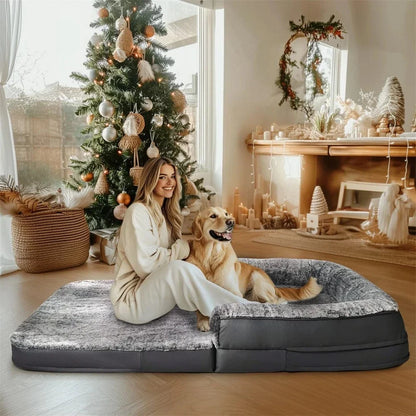 Giant Fold-Out Sofa Orthopedic Dog Bed with Plush Edge – view 5
