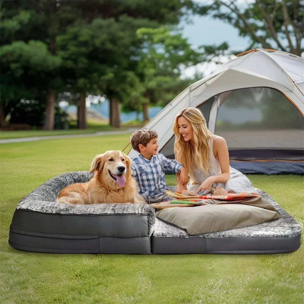 Giant Fold-Out Sofa Orthopedic Dog Bed with Plush Edge – view 3