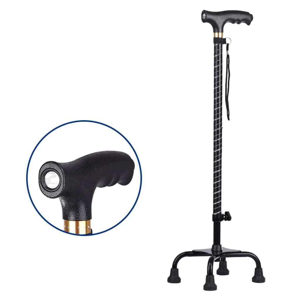 Comfortable Walking Cane with Quad Base and LED Light – view 3