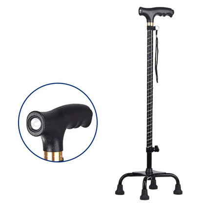 Comfortable Walking Cane with Quad Base and LED Light – view 3