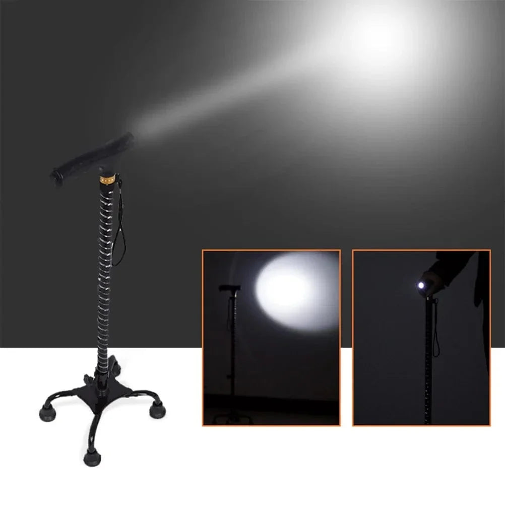 Comfortable Walking Cane with Quad Base and LED Light – view 2