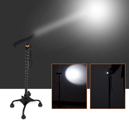 Comfortable Walking Cane with Quad Base and LED Light – view 2