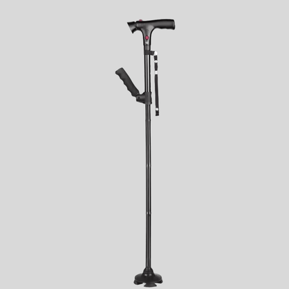 Folding Quad Cane with LED Light and Stand-Up Handle
