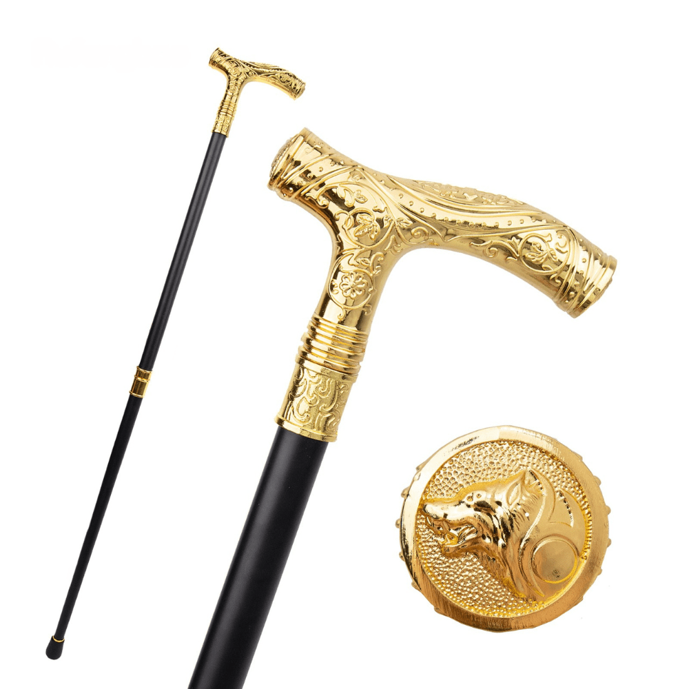 Gold Floral Luxury Walking Cane with Ergonomic Handle