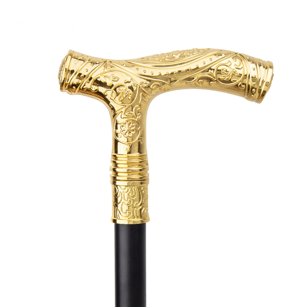 Gold Floral Luxury Walking Cane with Ergonomic Handle – view 4