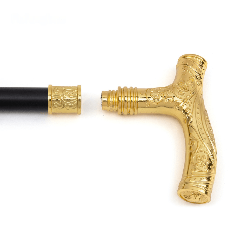 Gold Floral Luxury Walking Cane with Ergonomic Handle – view 3