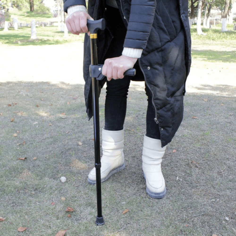 Adjustable Non Slip Cane with Second Fold-Down Grip – view 2