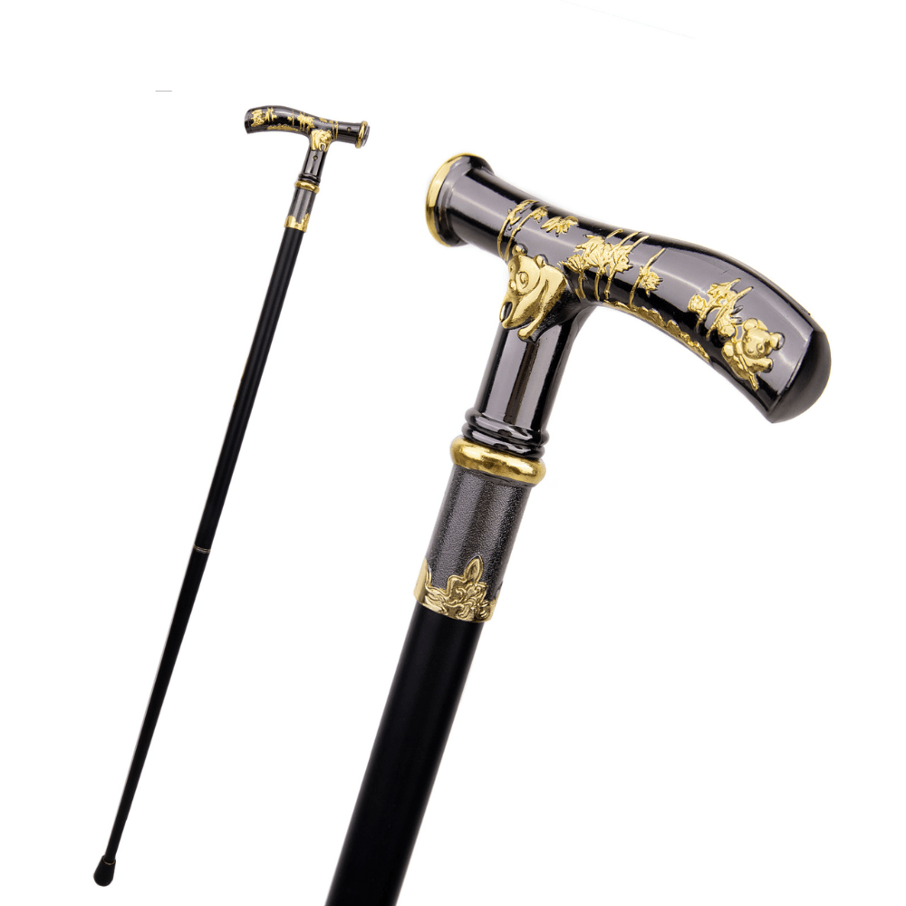 Sculpted Walking Cane with Ergonomic Handle and Compass