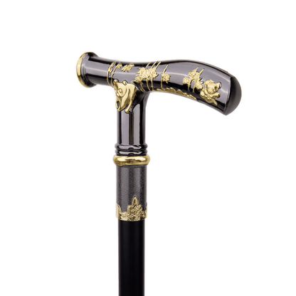 Sculpted Walking Cane with Ergonomic Handle and Compass – view 3