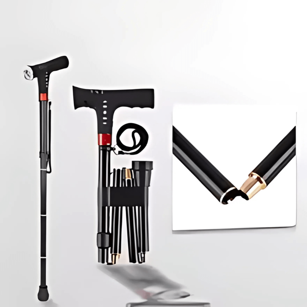 Folding Cane with LED Flashlight, Radio and Alarm – view 2