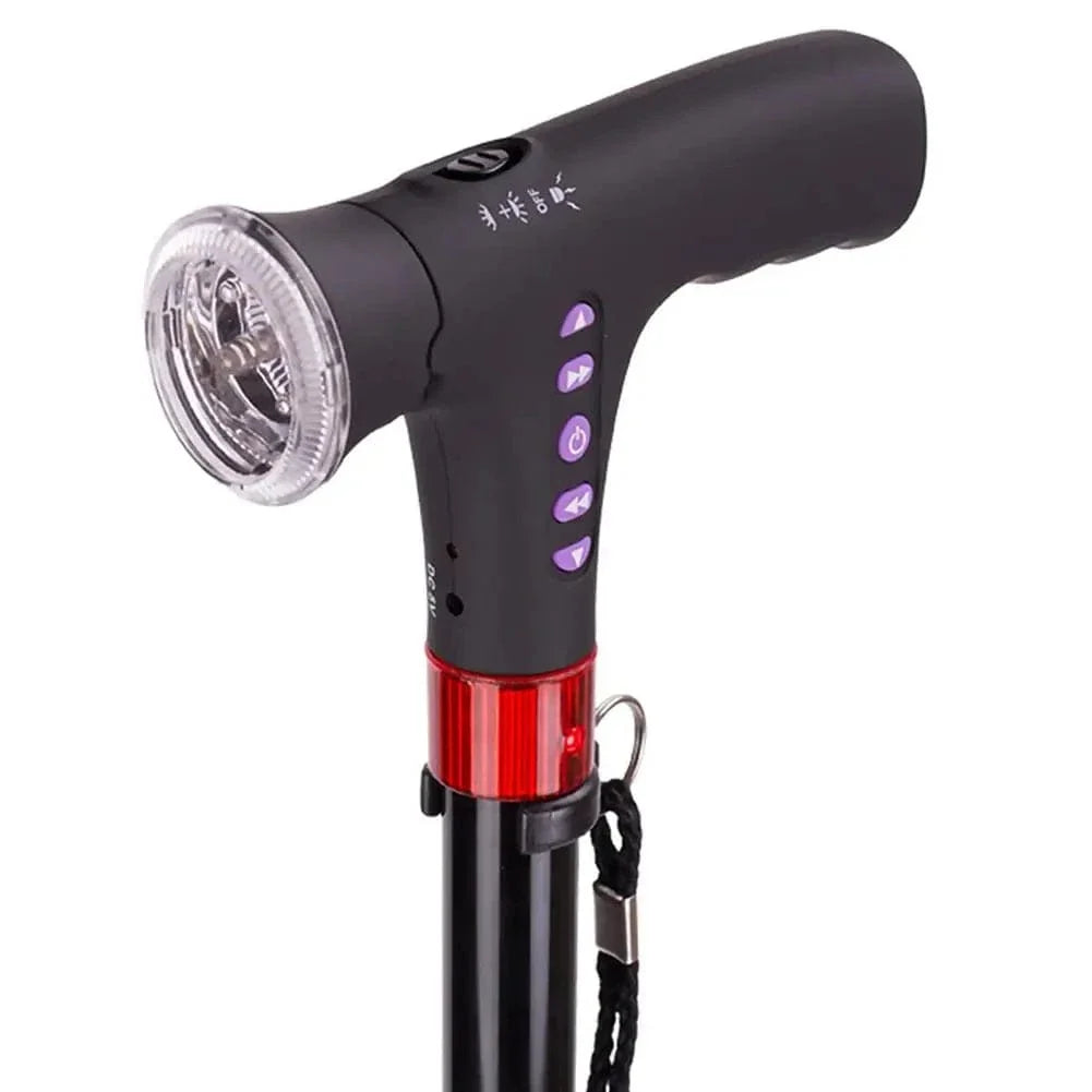 Folding Cane with LED Flashlight, Radio and Alarm – view 6