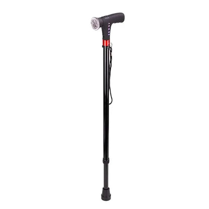 Folding Cane with LED Flashlight, Radio and Alarm