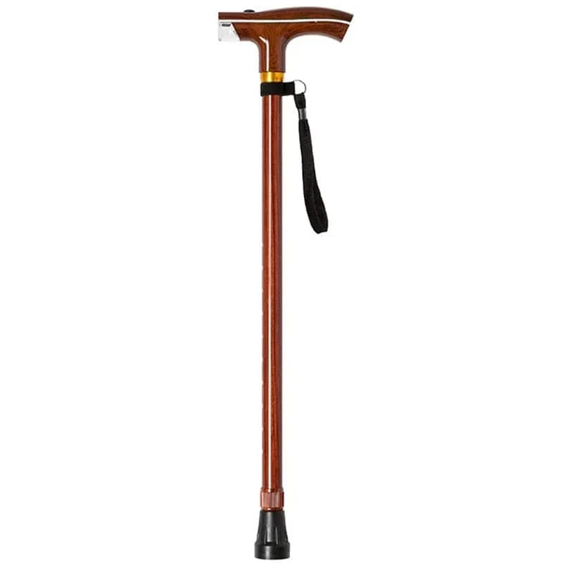 Wood-Look Adjustable Cane with Built-In LED Light