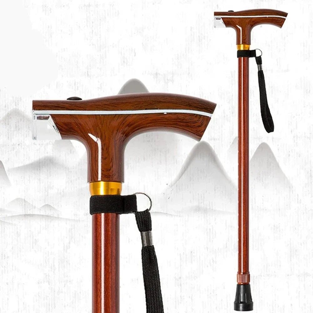Wood-Look Adjustable Cane with Built-In LED Light – view 2