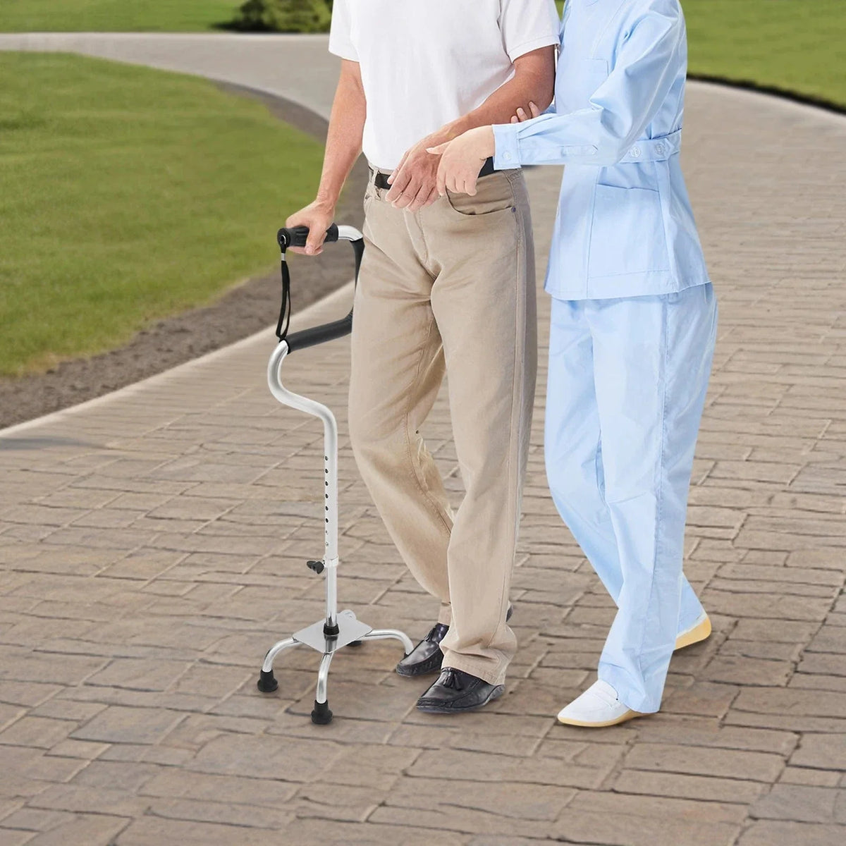 Telescopic Folding Walking Cane with Four-Foot Base – view 3