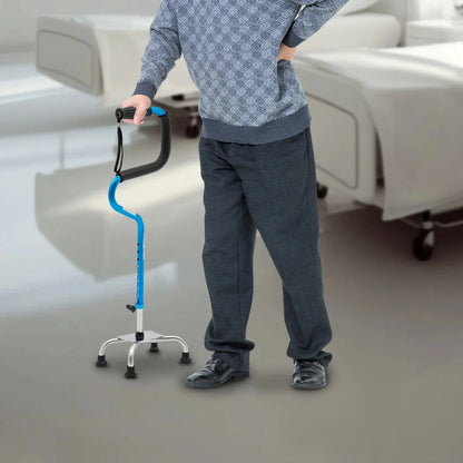 Telescopic Folding Walking Cane with Four-Foot Base