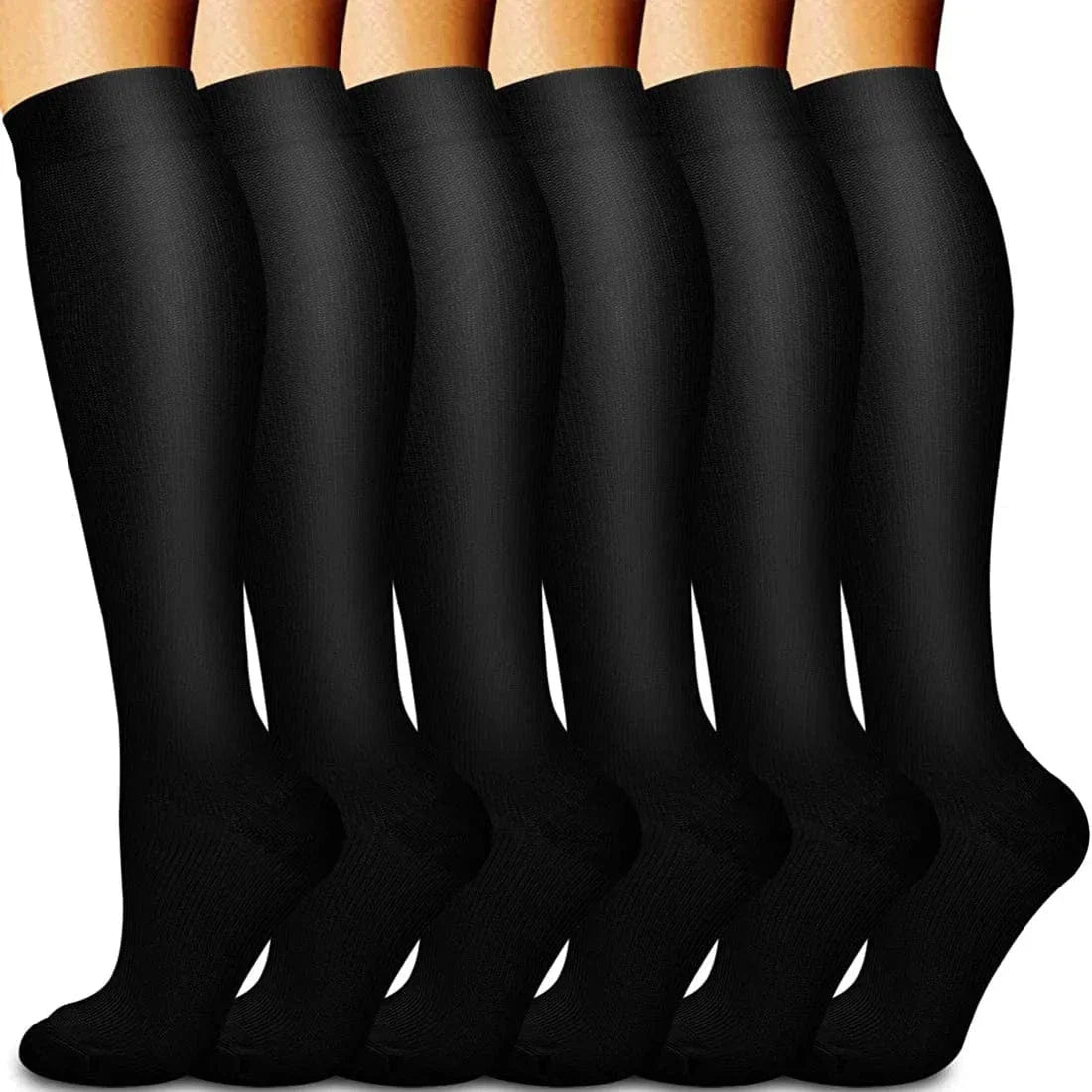 Six-Pair Pack of Comfortable Compression Socks for Men