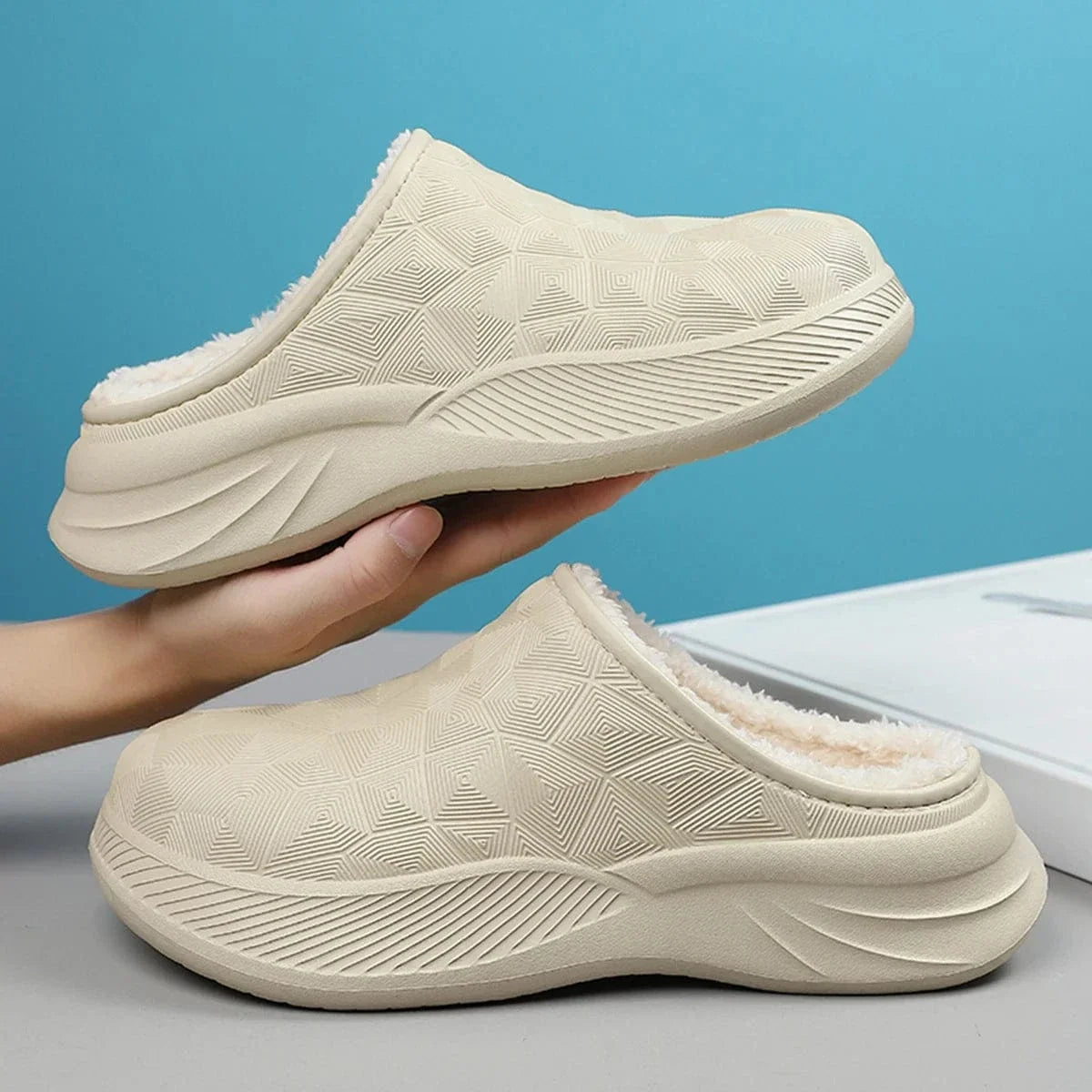Faux Fur Waterproof Non Slip Orthopedic Slippers for Men – view 3