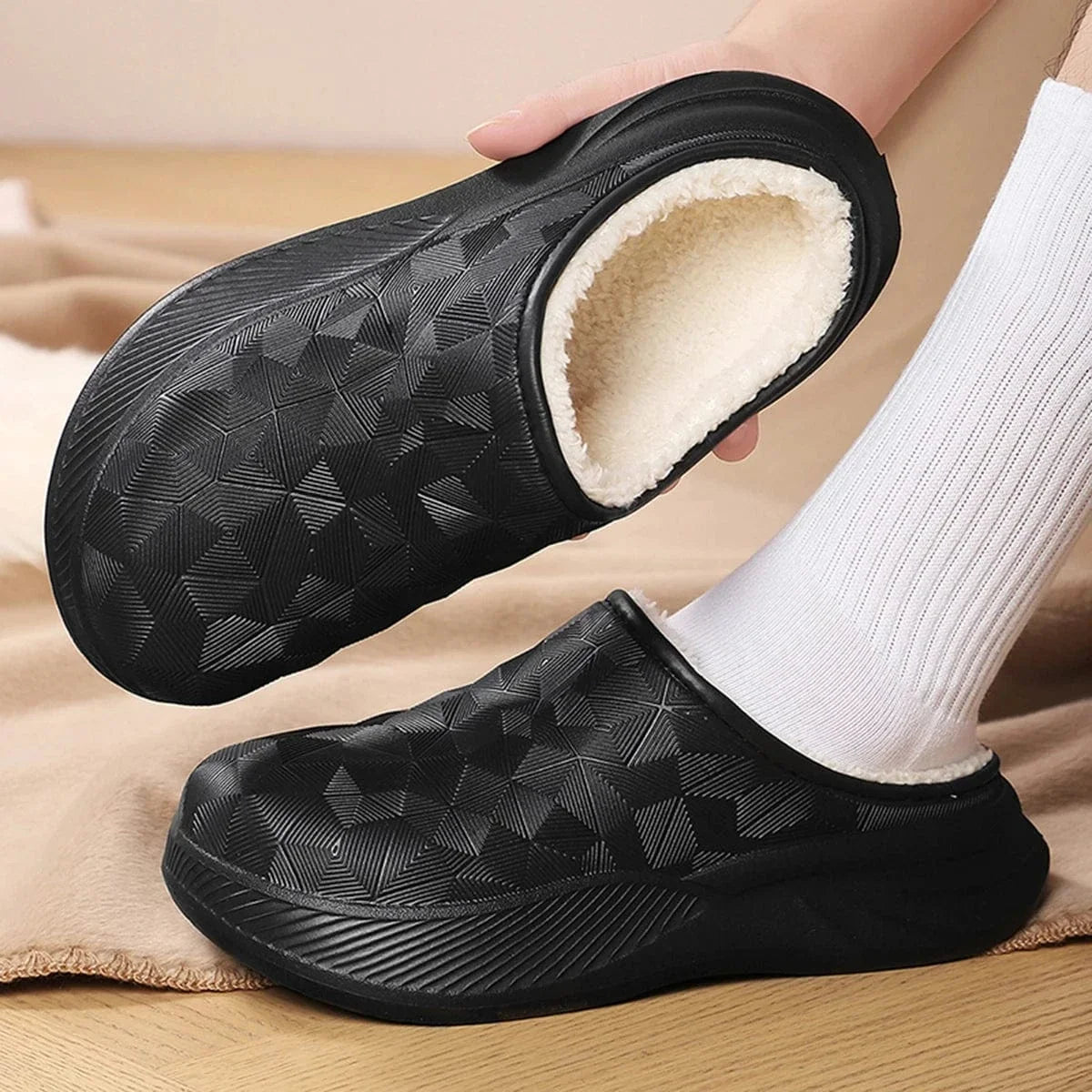 Faux Fur Waterproof Non Slip Orthopedic Slippers for Men – view 8