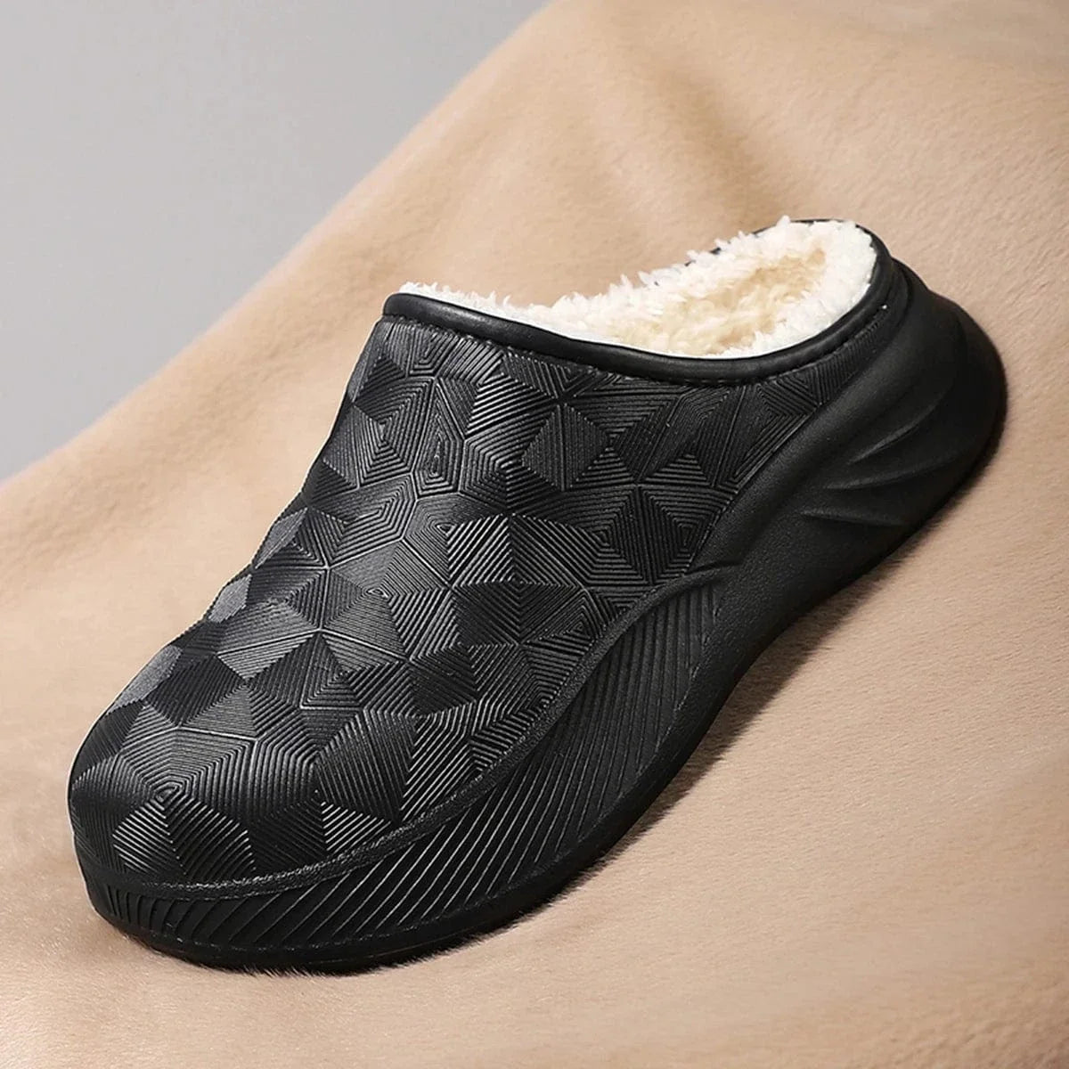 Faux Fur Waterproof Non Slip Orthopedic Slippers for Men – view 4