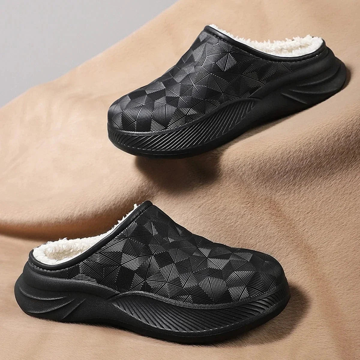 Faux Fur Waterproof Non Slip Orthopedic Slippers for Men – view 6