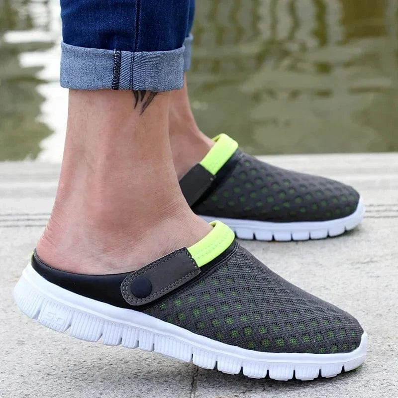Green and Gray Breathable Orthopedic Slippers for Men – view 2