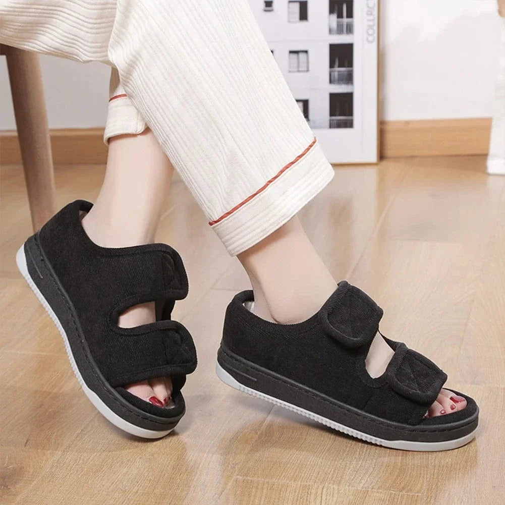 Black Strap Adjustable Orthopedic Slippers for Men – view 3