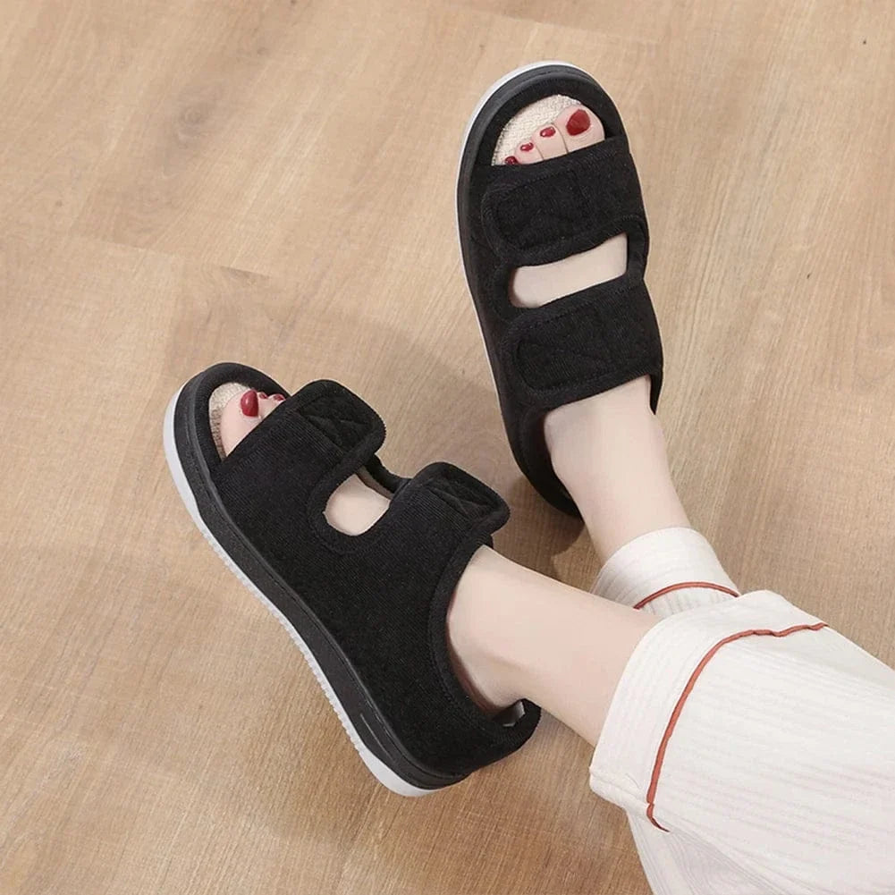Black Strap Adjustable Orthopedic Slippers for Men – view 2