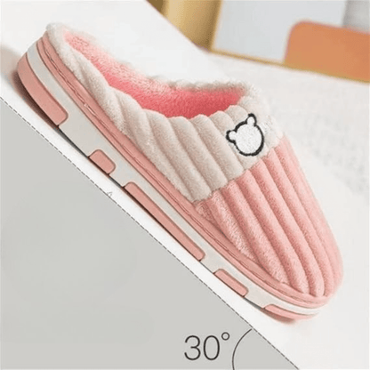 Pastel Bear Fur Lined Orthopedic Slippers for Women – view 2