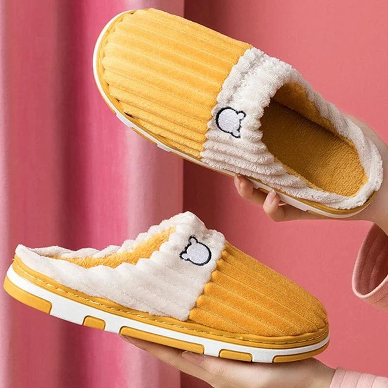 Pastel Bear Fur Lined Orthopedic Slippers for Women – view 4