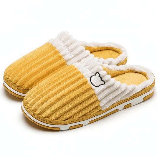 Pastel Bear Fur Lined Orthopedic Slippers for Women