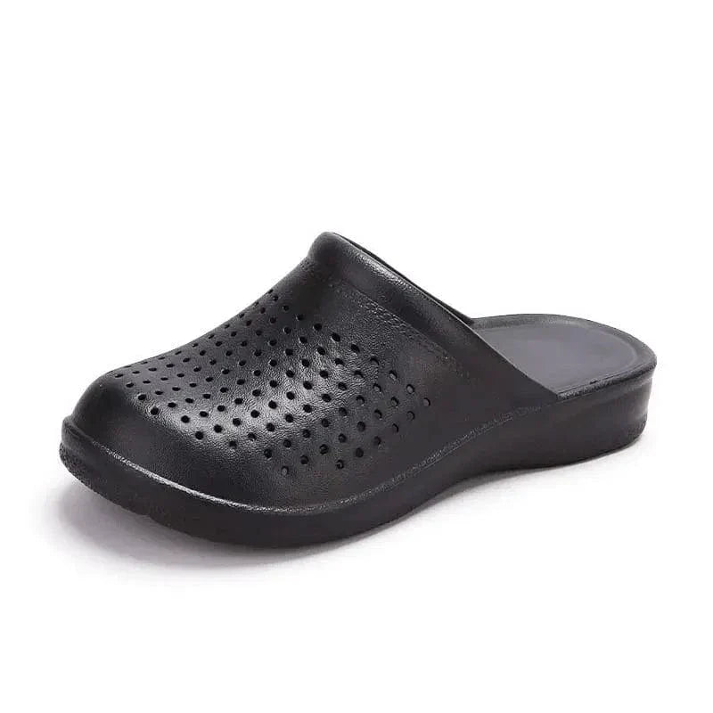 Perforated Work Wedge Slippers with Arch Support
