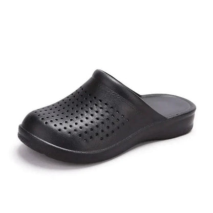 Perforated Work Wedge Slippers with Arch Support